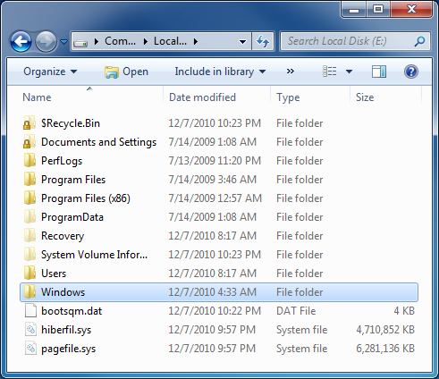 comment renommer un fichier .sys tout au long de Windows 7