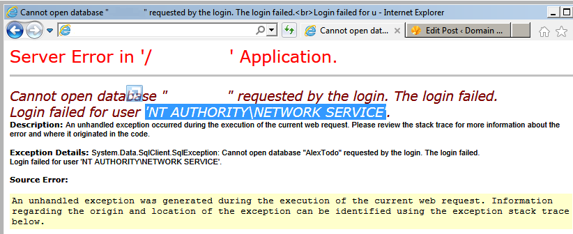 Cannot Open Database Requested By The Login The Login Failed Cannot Open Database Requested By The Login The Login Failed