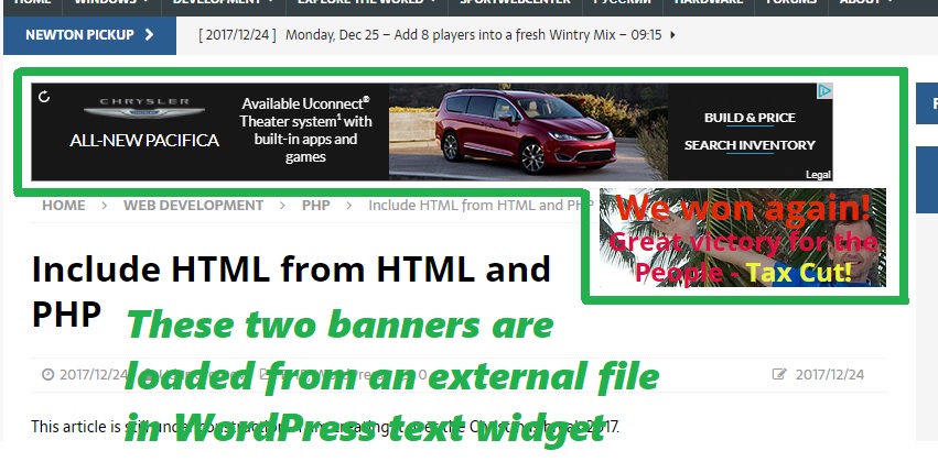 Load HTML from text widget